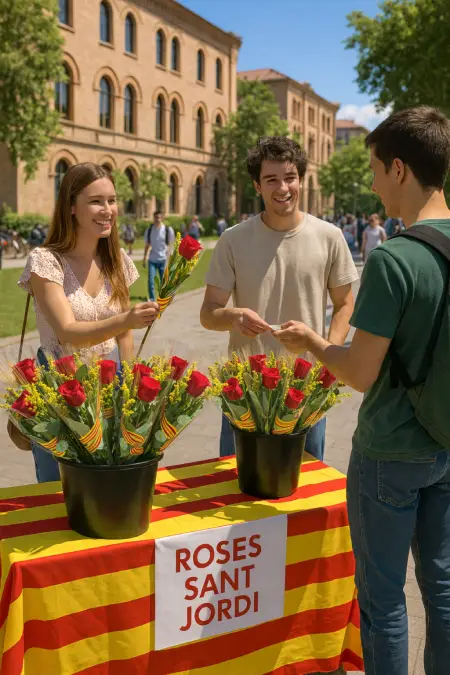 Parada venta de rosas en Sant Jordi
